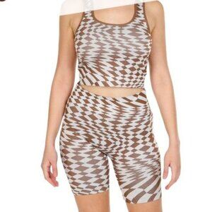 2 Piece Sports Tank Bra and High‎ Rise Bike Shorts Set S/M